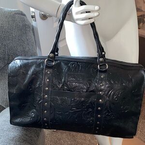 ❤️Patricia Nash Milano Weekender Black Embossed Travel Bag